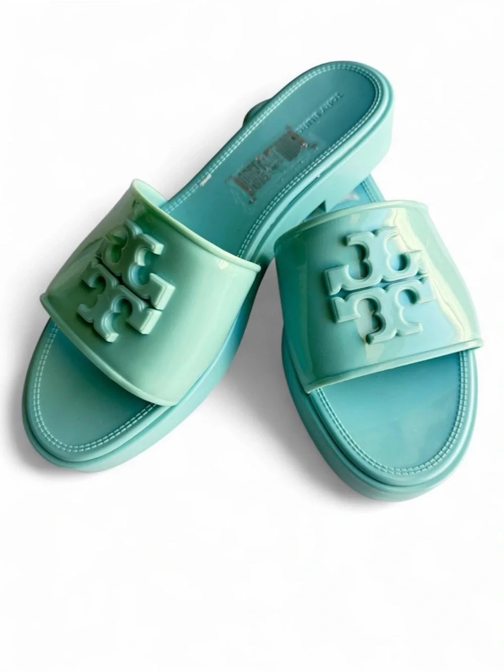 Tory Burch Eleanor Jelly Light Blue Slide Sandals Size 9